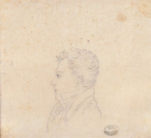 Tegning av Mr Setivaux, lønnsmester i Storhertugdømmet Toscana, reproduksjon av en tegning av Madame de Finguerlin
